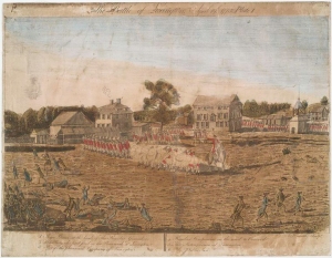 The Battle of Lexington, as sketched by Ralph Earl and engraved by Amos Doolittle, 1775